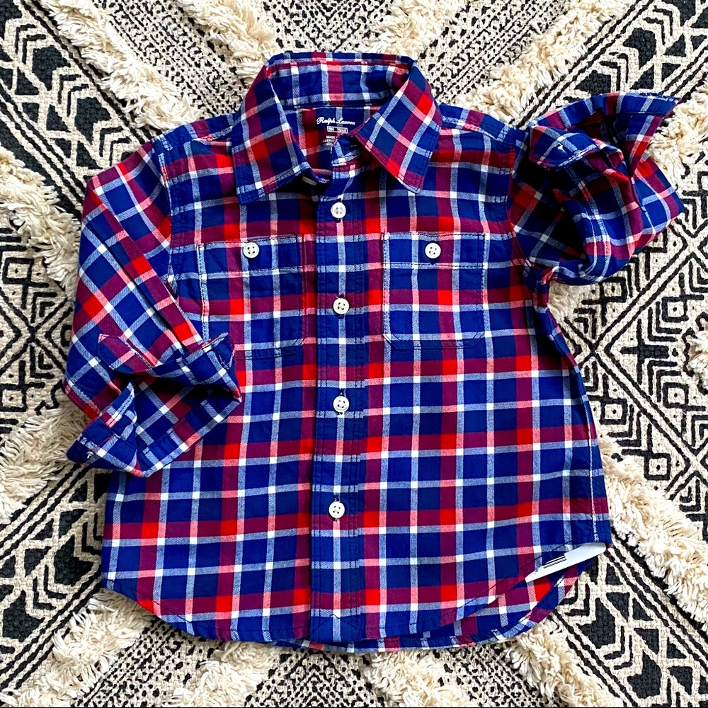 🐻 2/$25 • Ralph Lauren | NWT • Red, White & Blue Plaid Button Down 🇺🇸